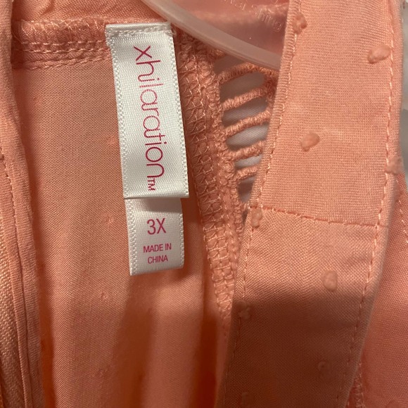 Xhilaration Sleeveless Top Blouse Eyelet Lace Peachy Salmon Color Race Back 3X - Picture 4 of 6